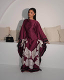 Satin Floral Butterfly Abaya