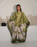 Satin Floral Butterfly Abaya