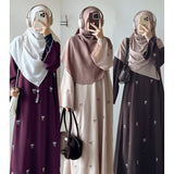 Bow Embroidered Maxi Modest Dress - Aurohaya