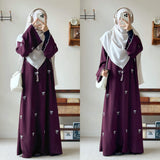 Bow Embroidered Maxi Modest Dress - Aurohaya