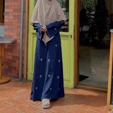Bow Embroidered Maxi Modest Dress - Aurohaya