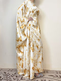 Yellow Printed Satin Butterfly Abaya - Aurohaya