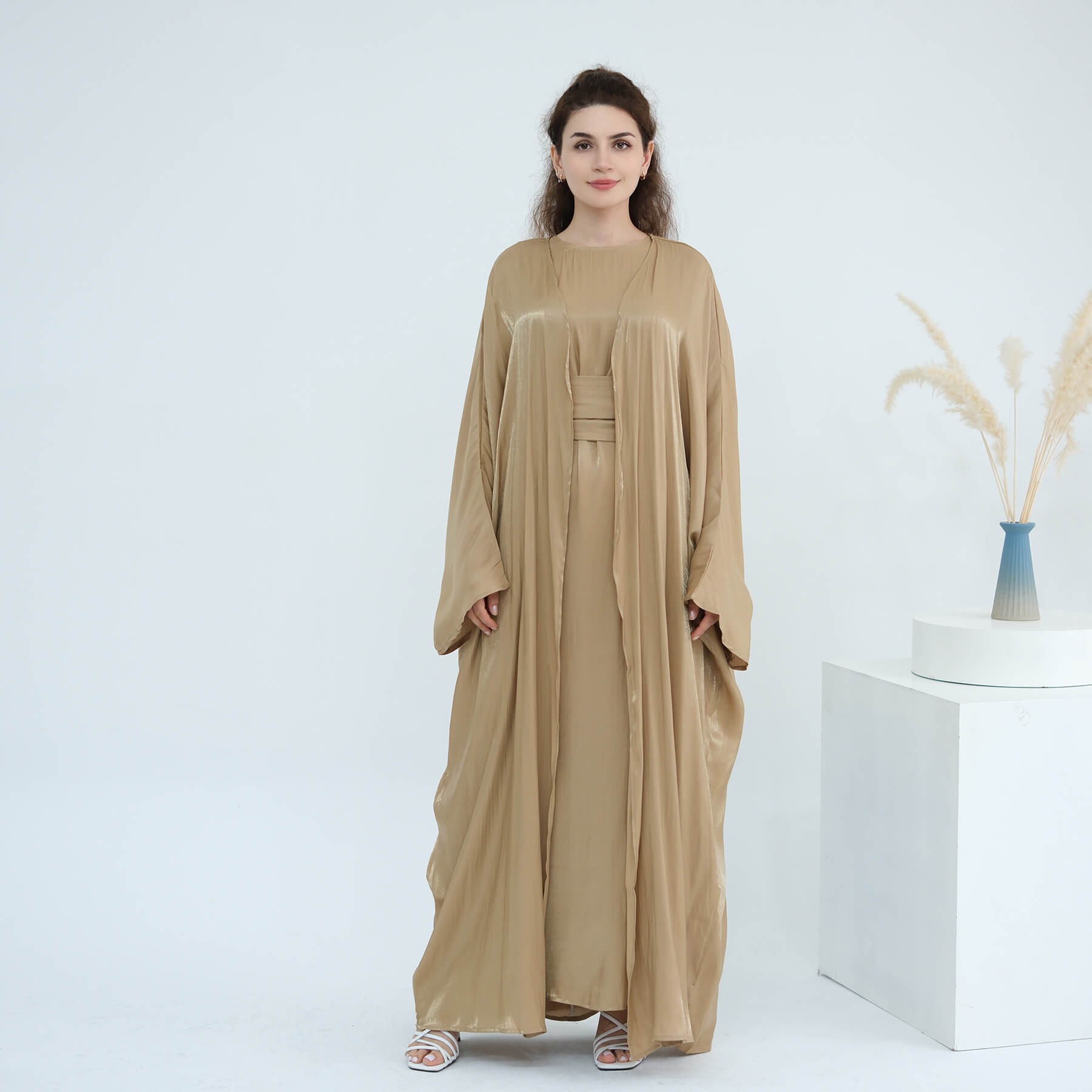 Solid Color Minimalist 2-Piece Abaya Set