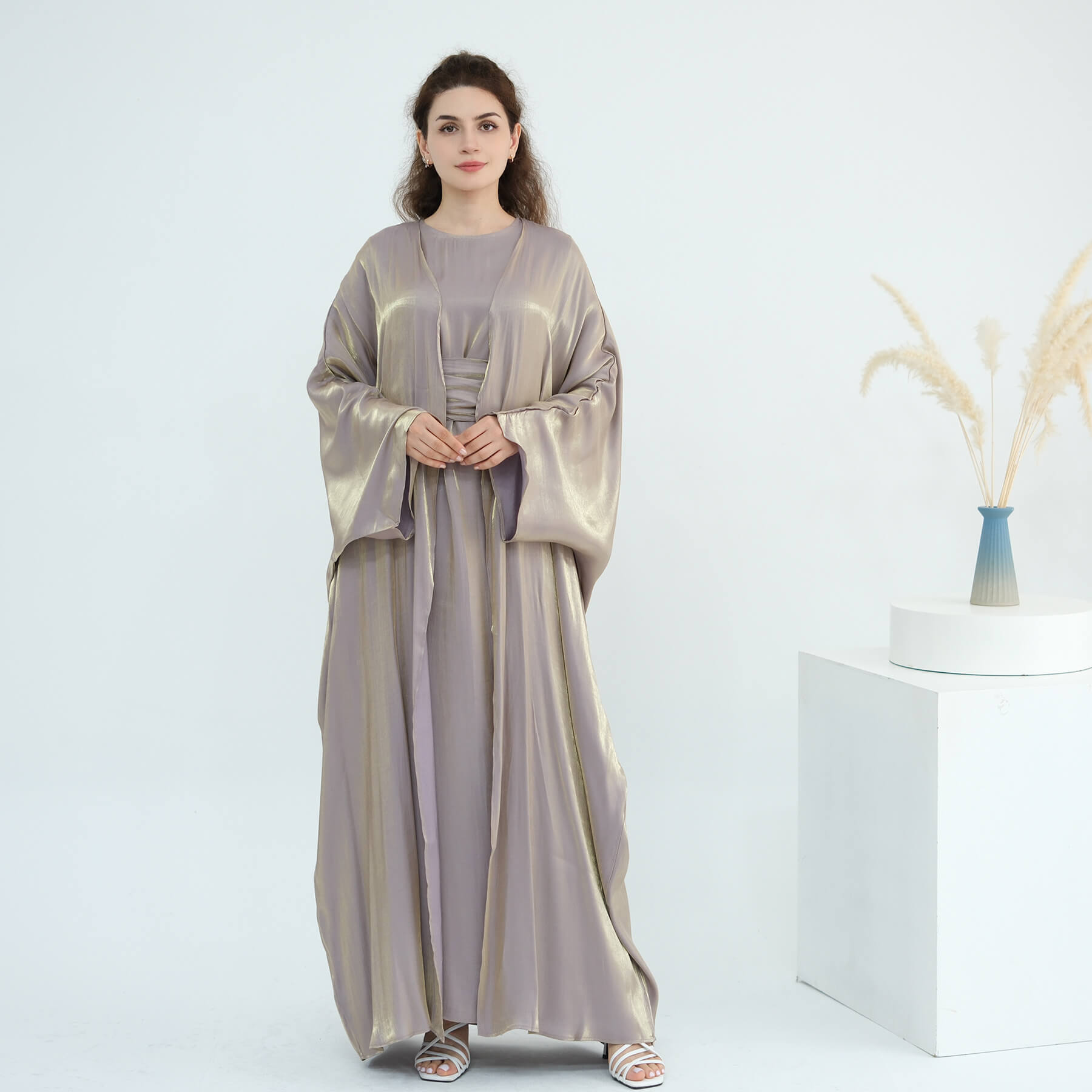 Solid Color Minimalist 2-Piece Abaya Set