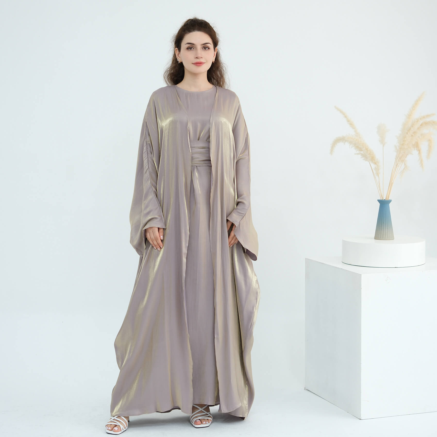Solid Color Minimalist 2-Piece Abaya Set