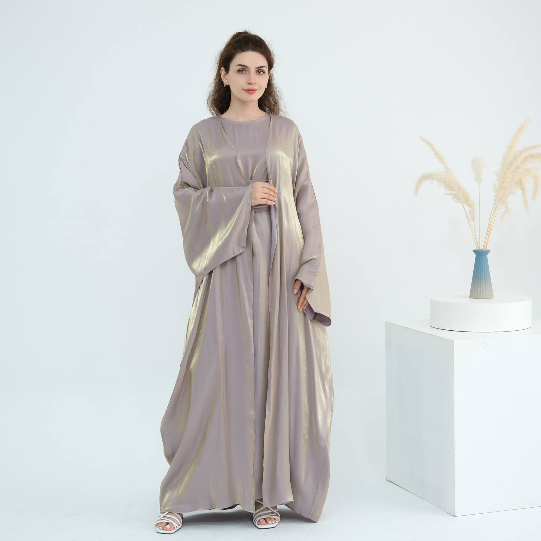 Solid Color Minimalist 2-Piece Abaya Set