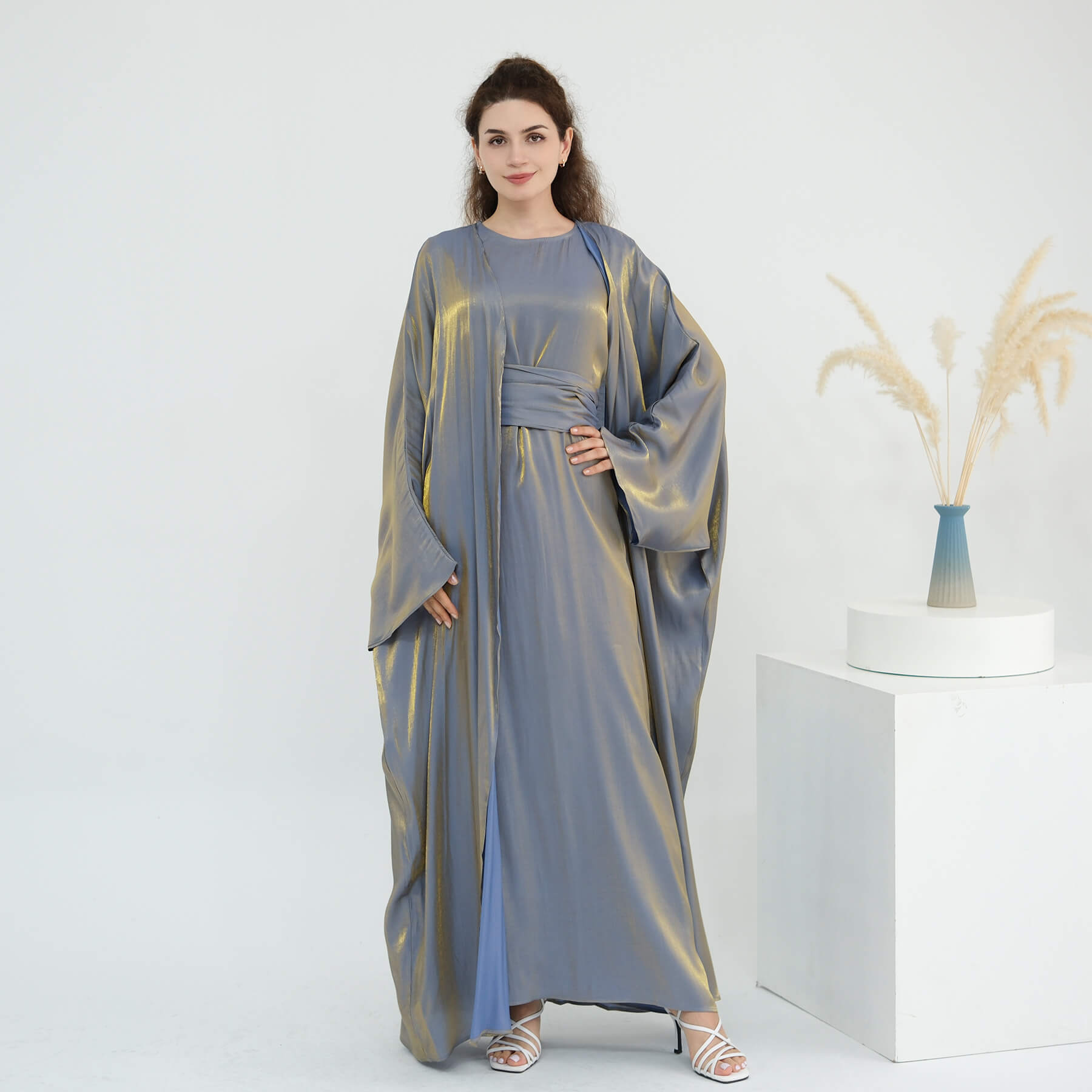 Solid Color Minimalist 2-Piece Abaya Set