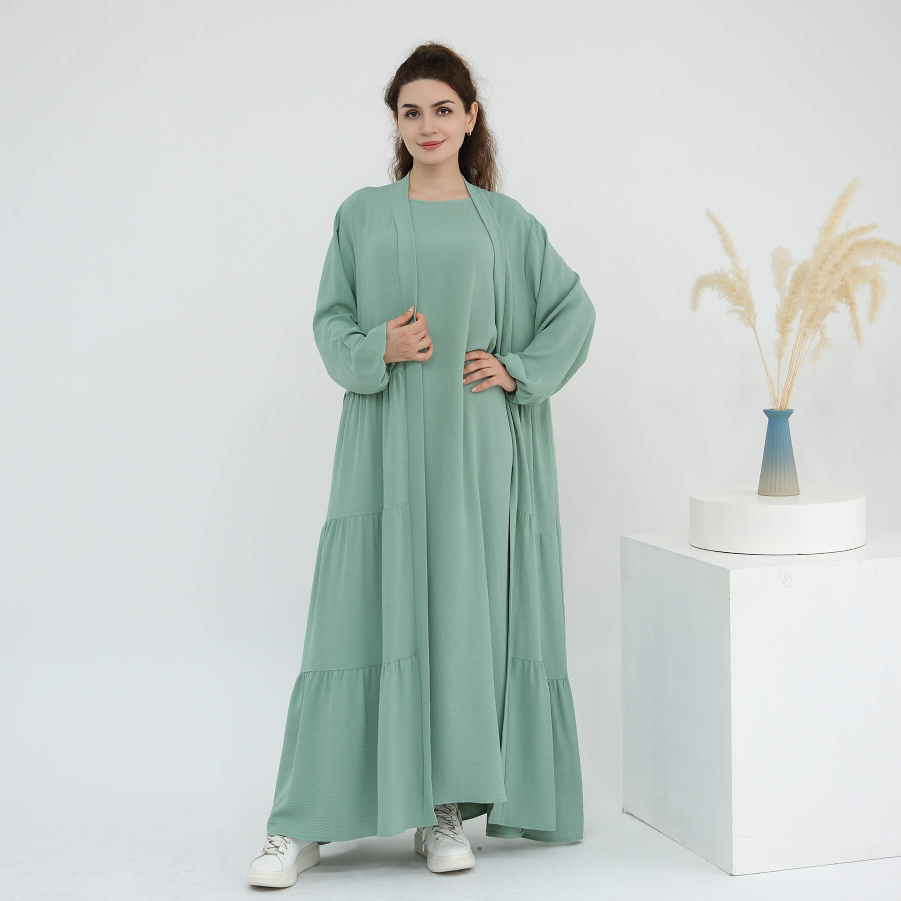 Solid Color Minimalist 2-Piece Abaya Set - Serenity
