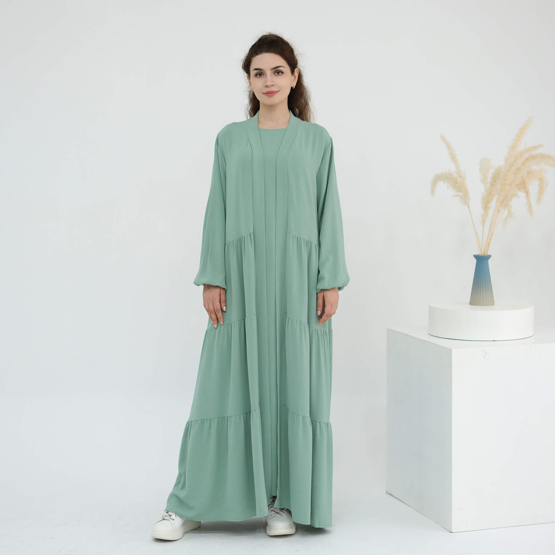 Solid Color Minimalist 2-Piece Abaya Set - Serenity