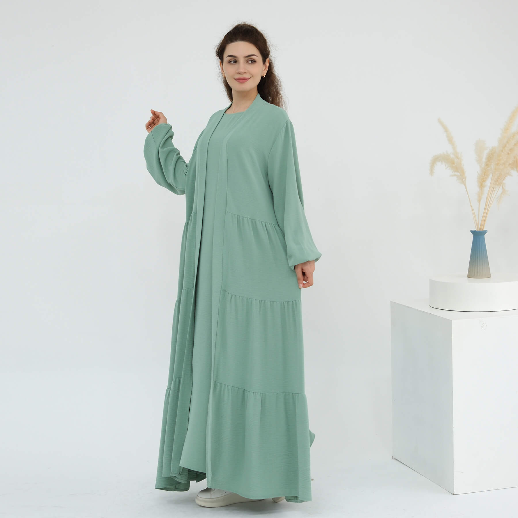 Solid Color Minimalist 2-Piece Abaya Set - Serenity