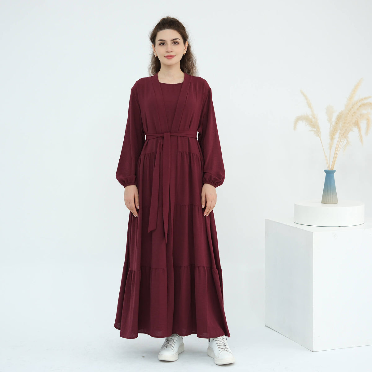 Solid Color Minimalist 2-Piece Abaya Set - Serenity
