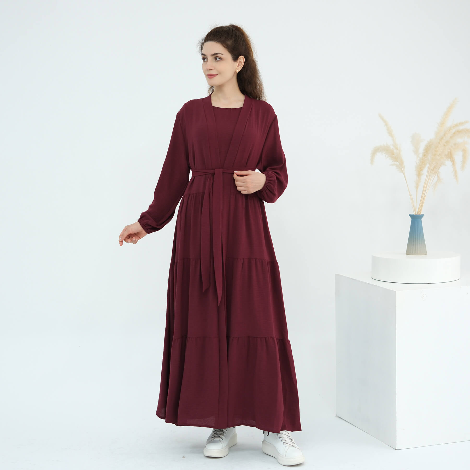 Solid Color Minimalist 2-Piece Abaya Set - Serenity