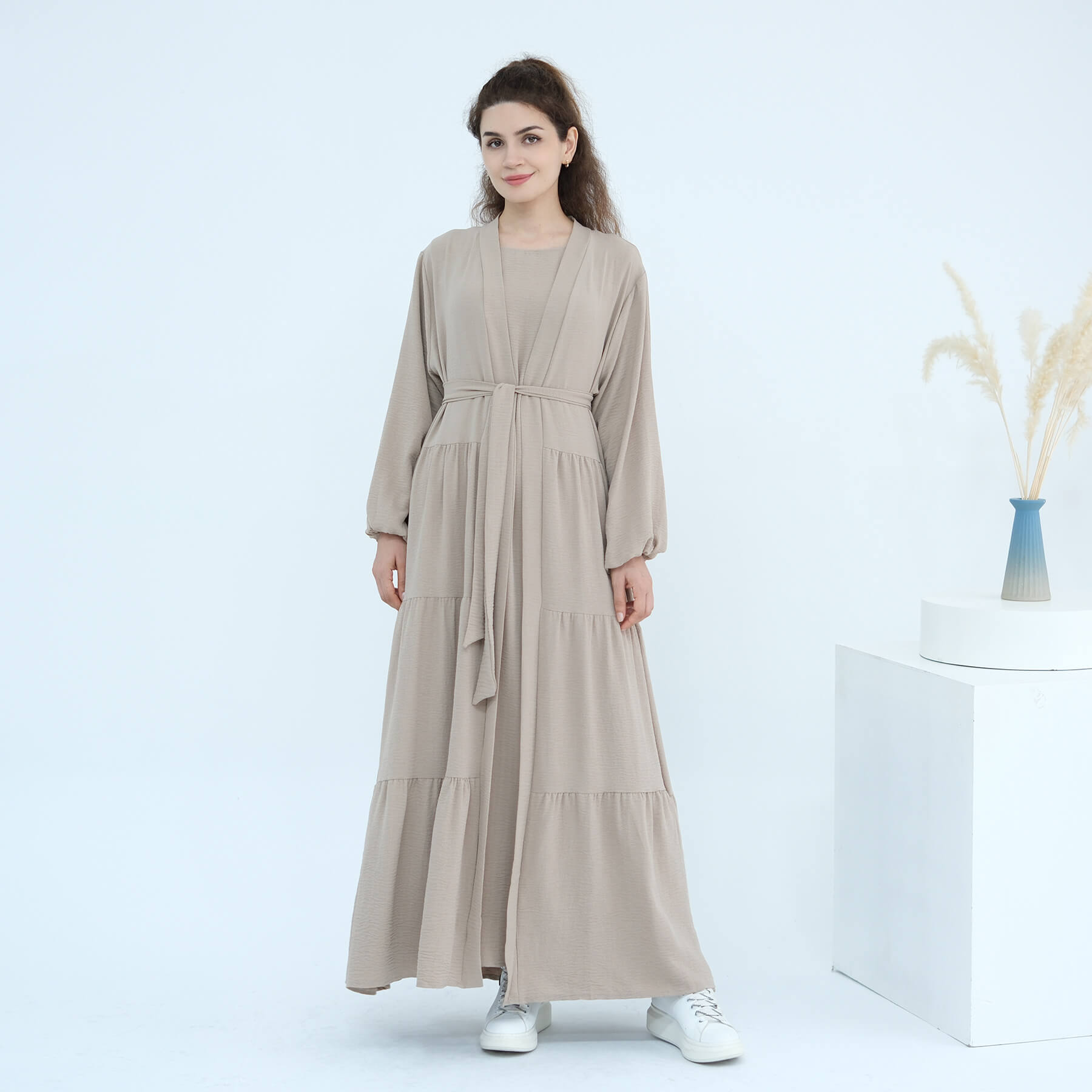 Solid Color Minimalist 2-Piece Abaya Set - Serenity