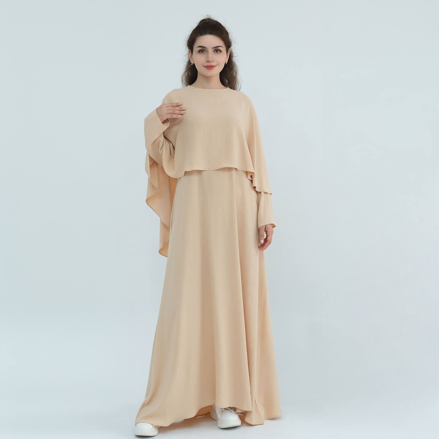 Moonlight Chiffon Cape Maxi Dress