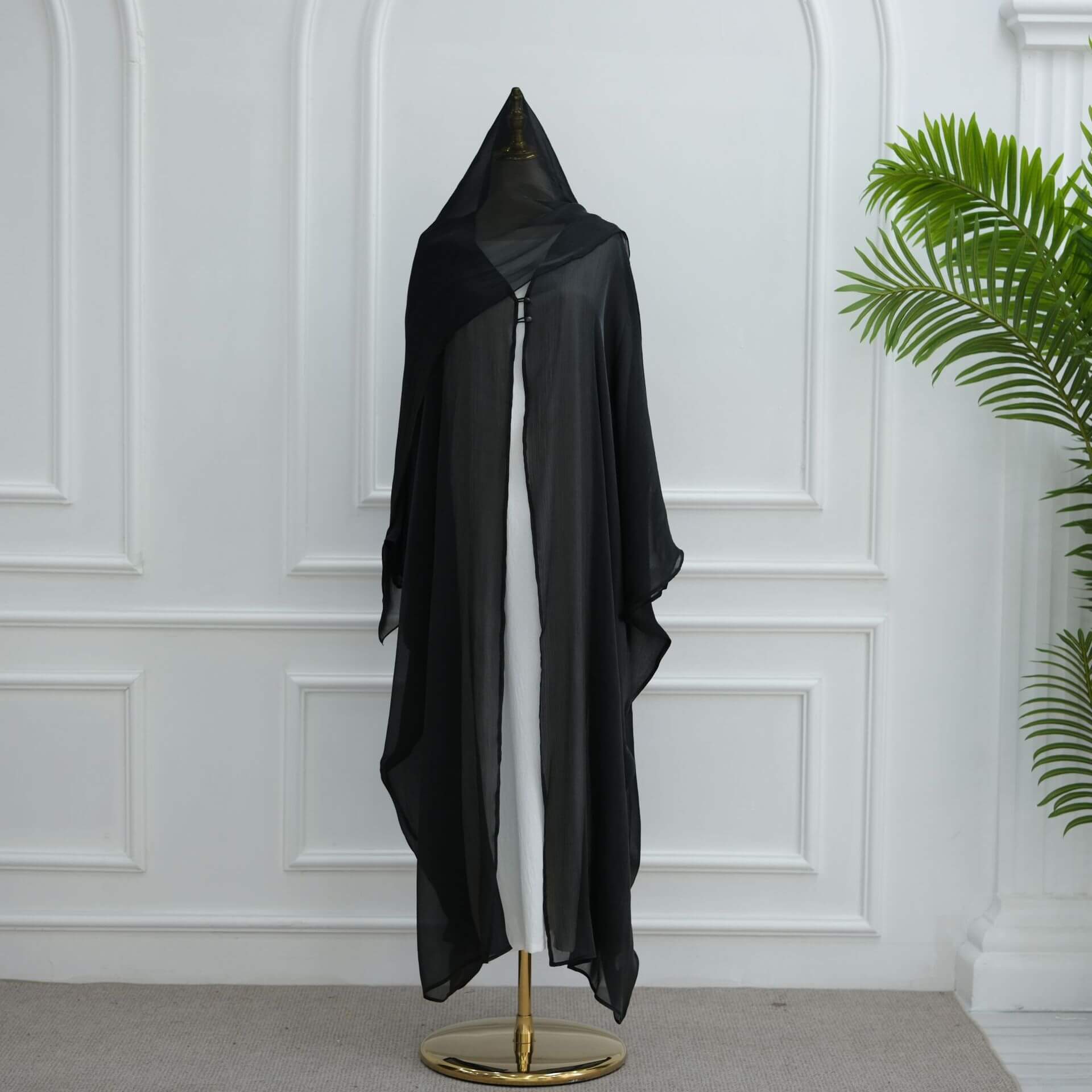 Solid Crepe 3‑Piece Abaya Set