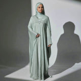 Solid Crepe 3‑Piece Abaya Set