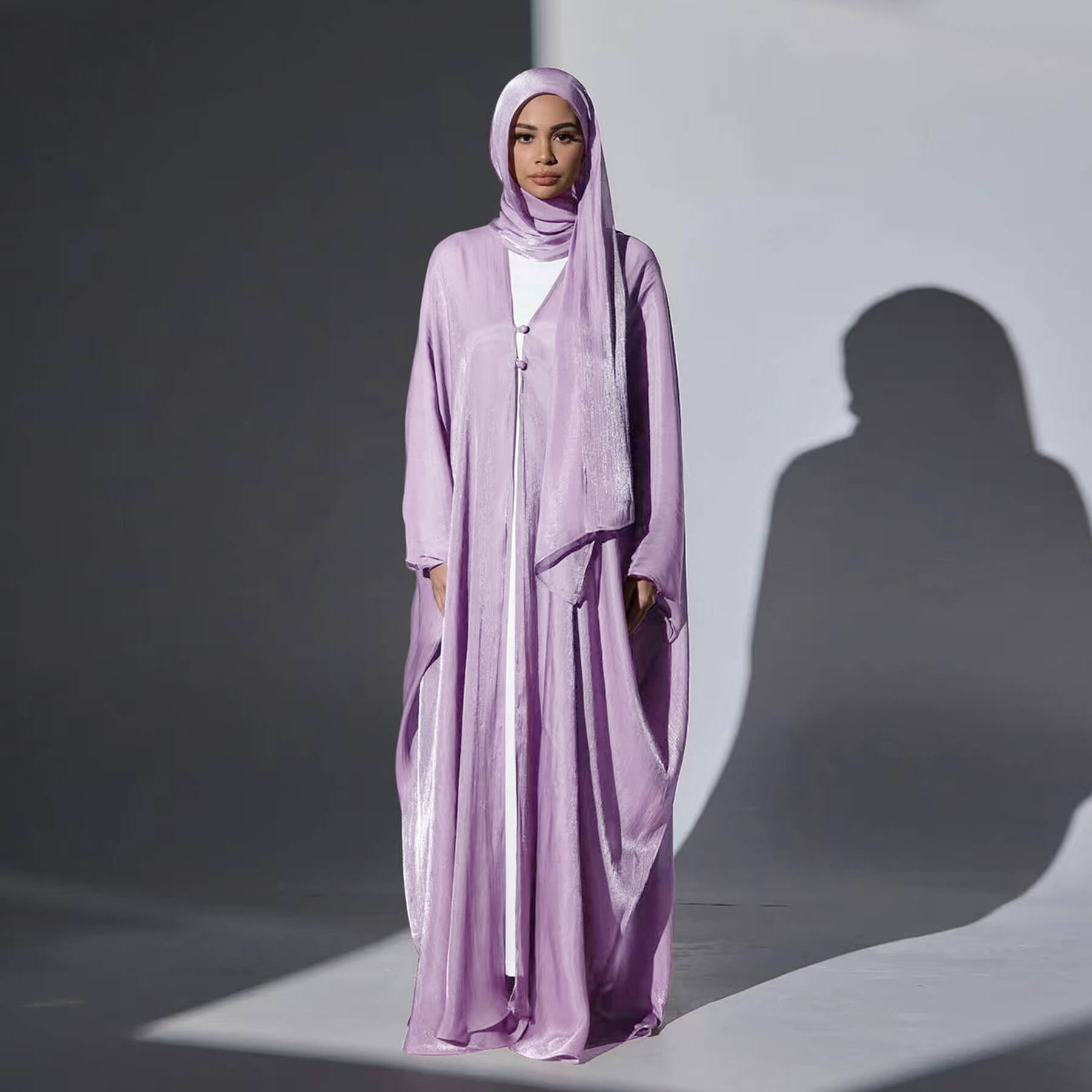Solid Crepe 3‑Piece Abaya Set