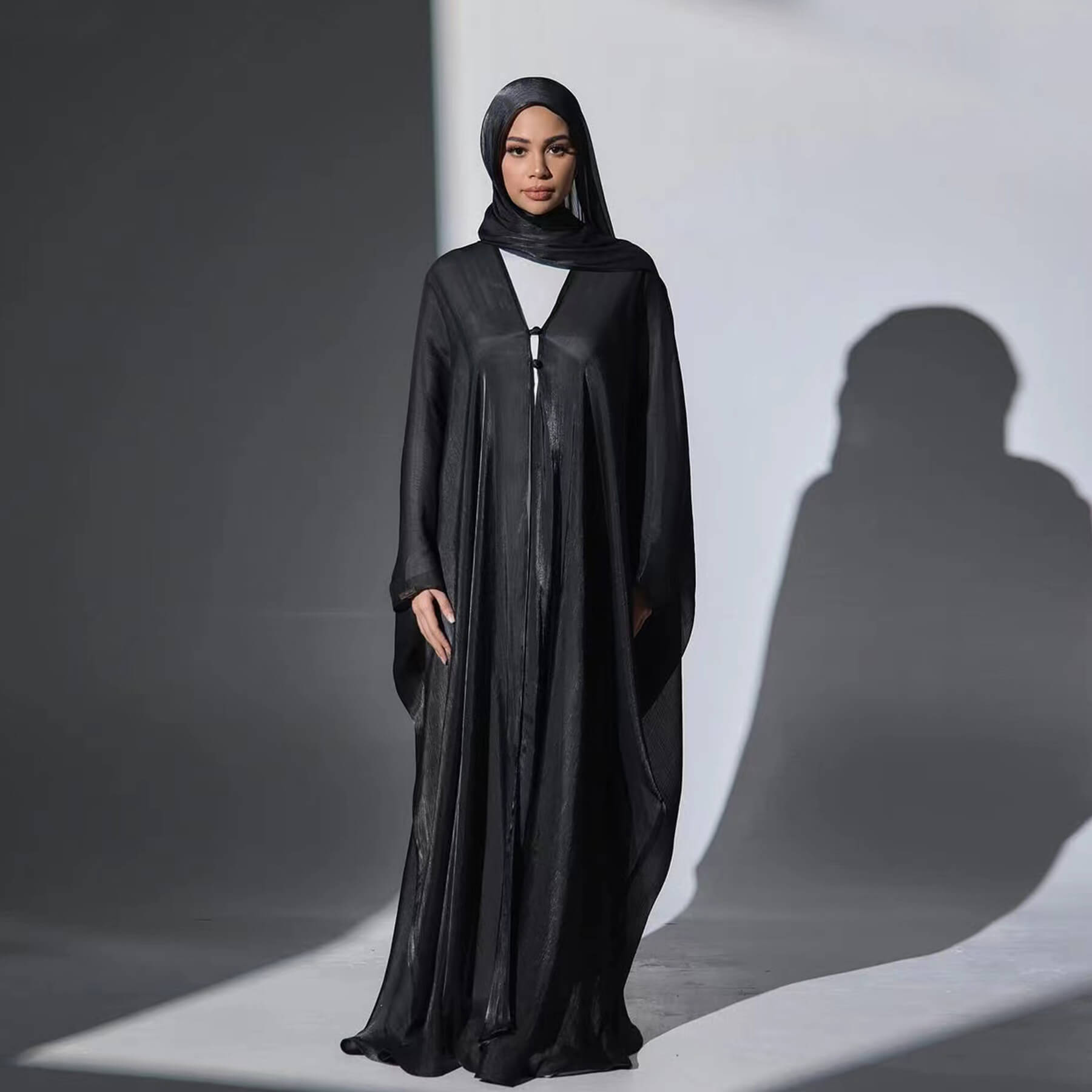 Solid Crepe 3‑Piece Abaya Set