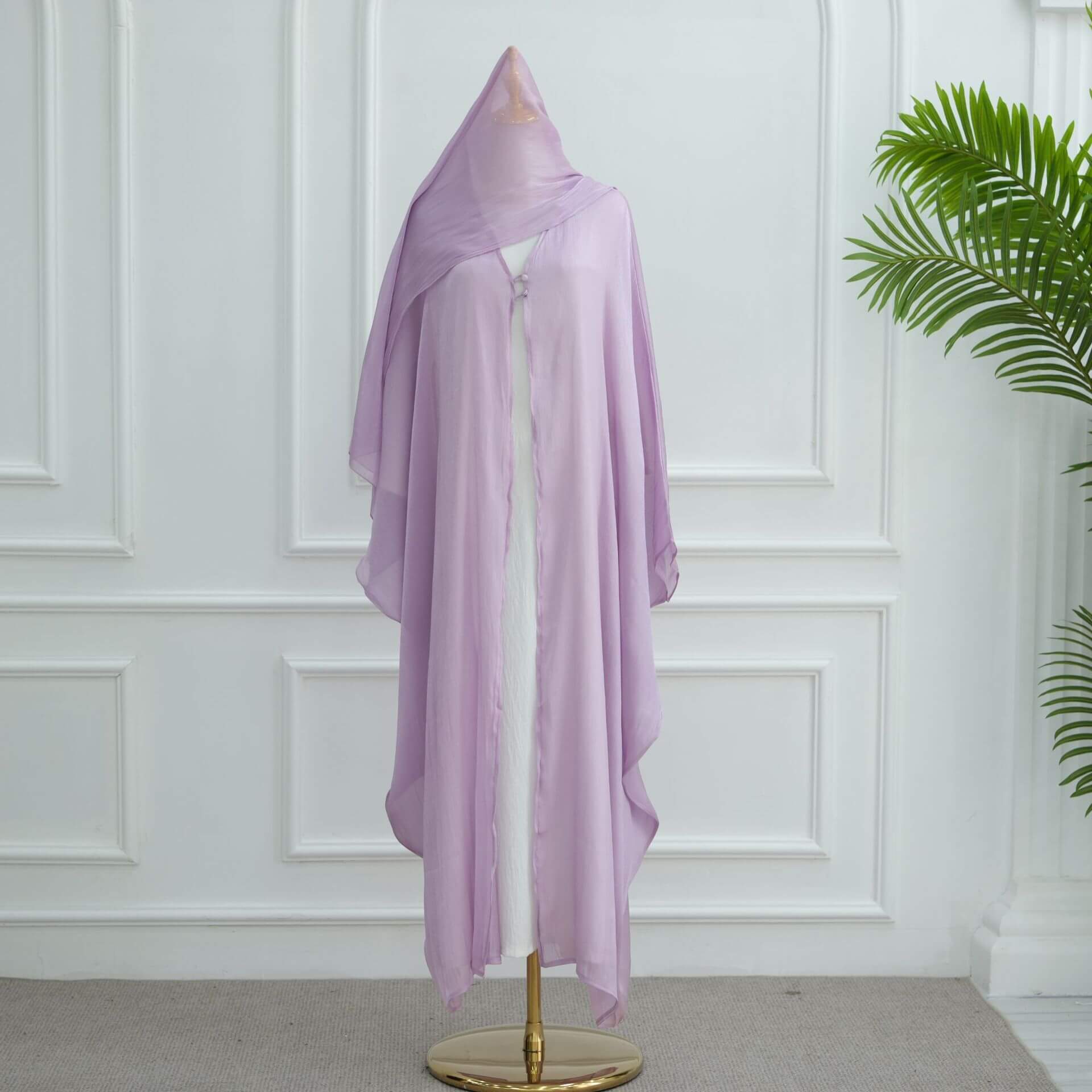 Solid Crepe 3‑Piece Abaya Set