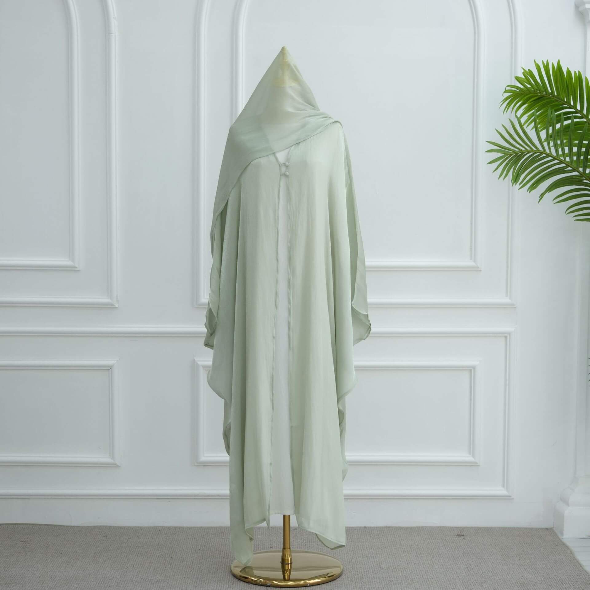 Solid Crepe 3‑Piece Abaya Set