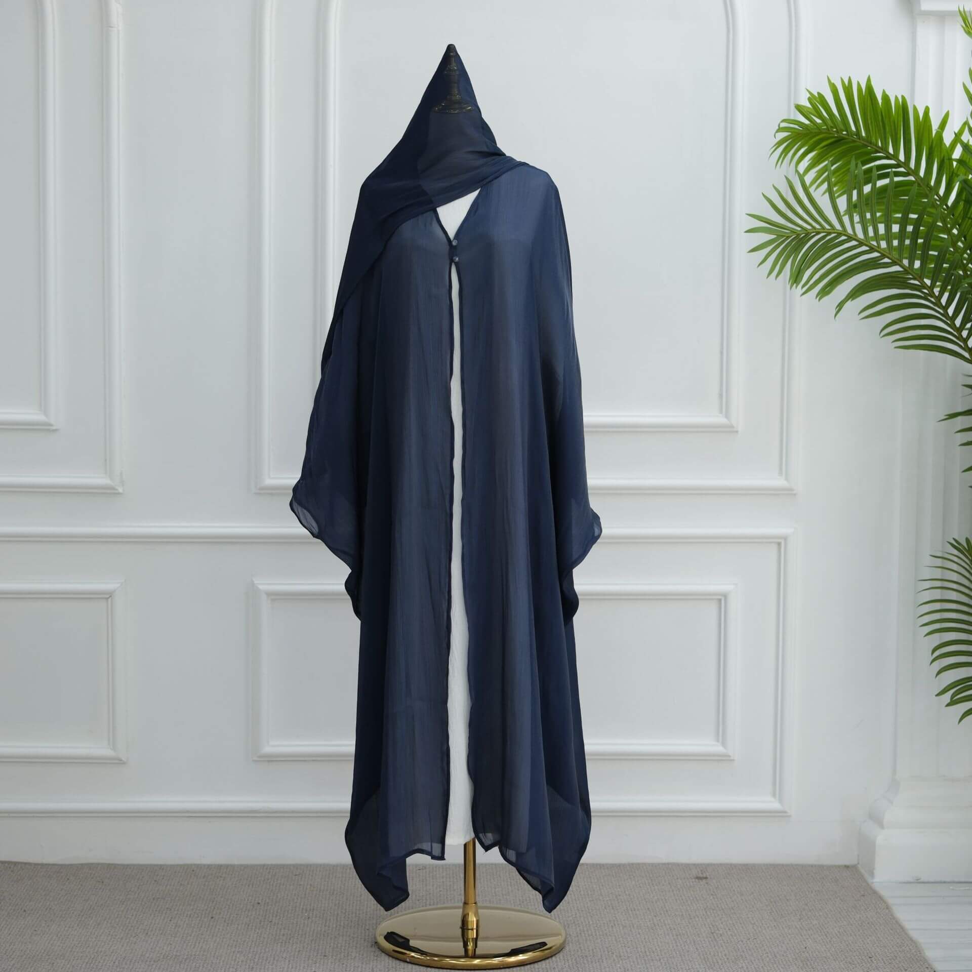 Solid Crepe 3‑Piece Abaya Set