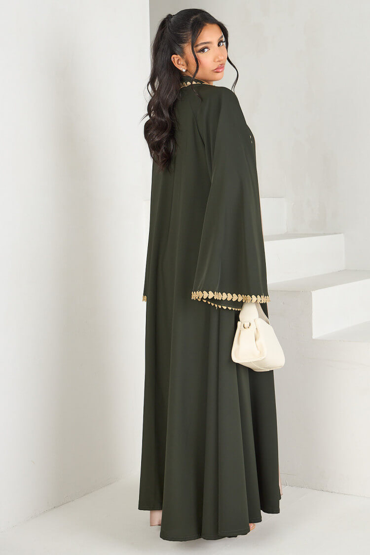 Nida Gold Appliqué Kimono Open Abaya