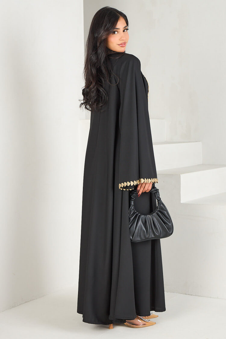 Nida Gold Appliqué Kimono Open Abaya