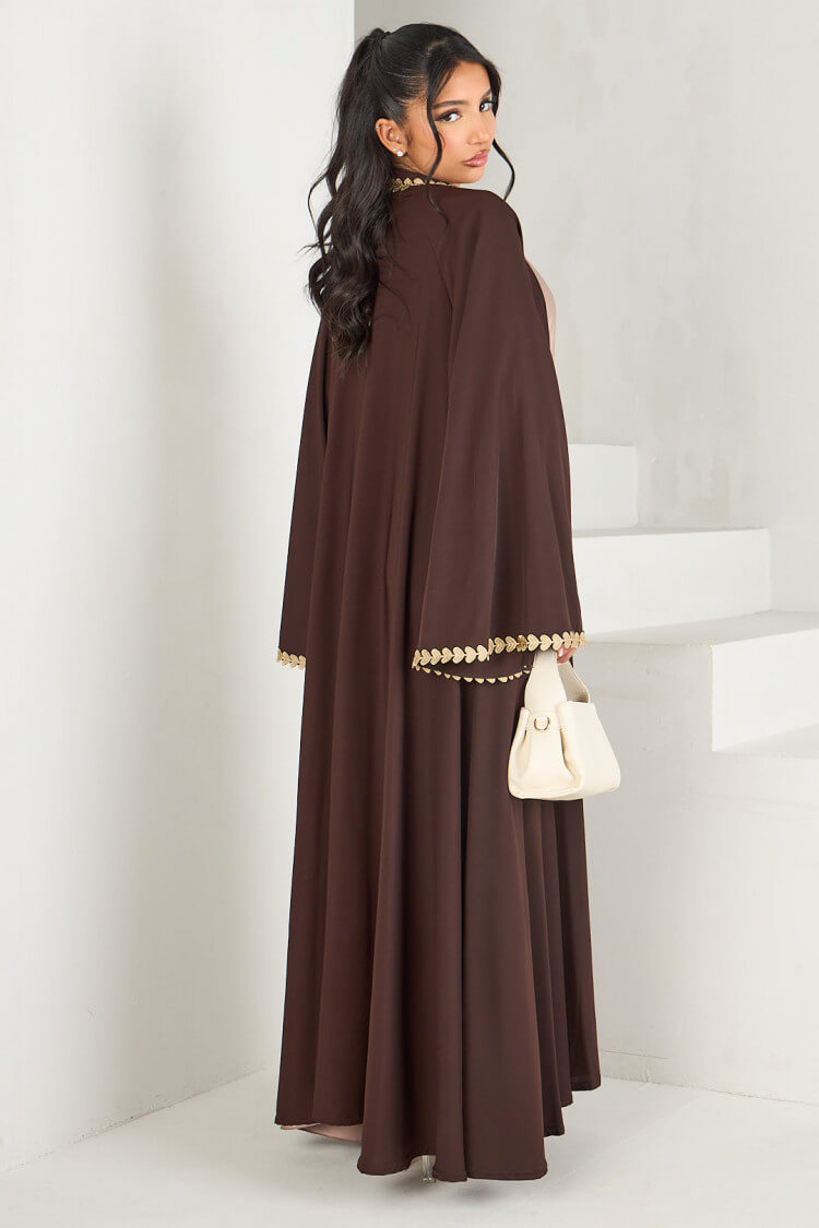 Nida Gold Appliqué Kimono Open Abaya