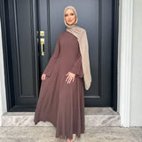 Solid Cotton Linen Tie-Waist Abaya - Aurohaya