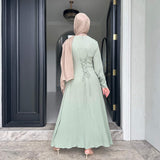 Solid Cotton Linen Tie-Waist Abaya - Aurohaya