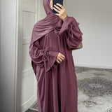 Solid Nida Ruffle Sleeve Zippper Abaya - Aurohaya