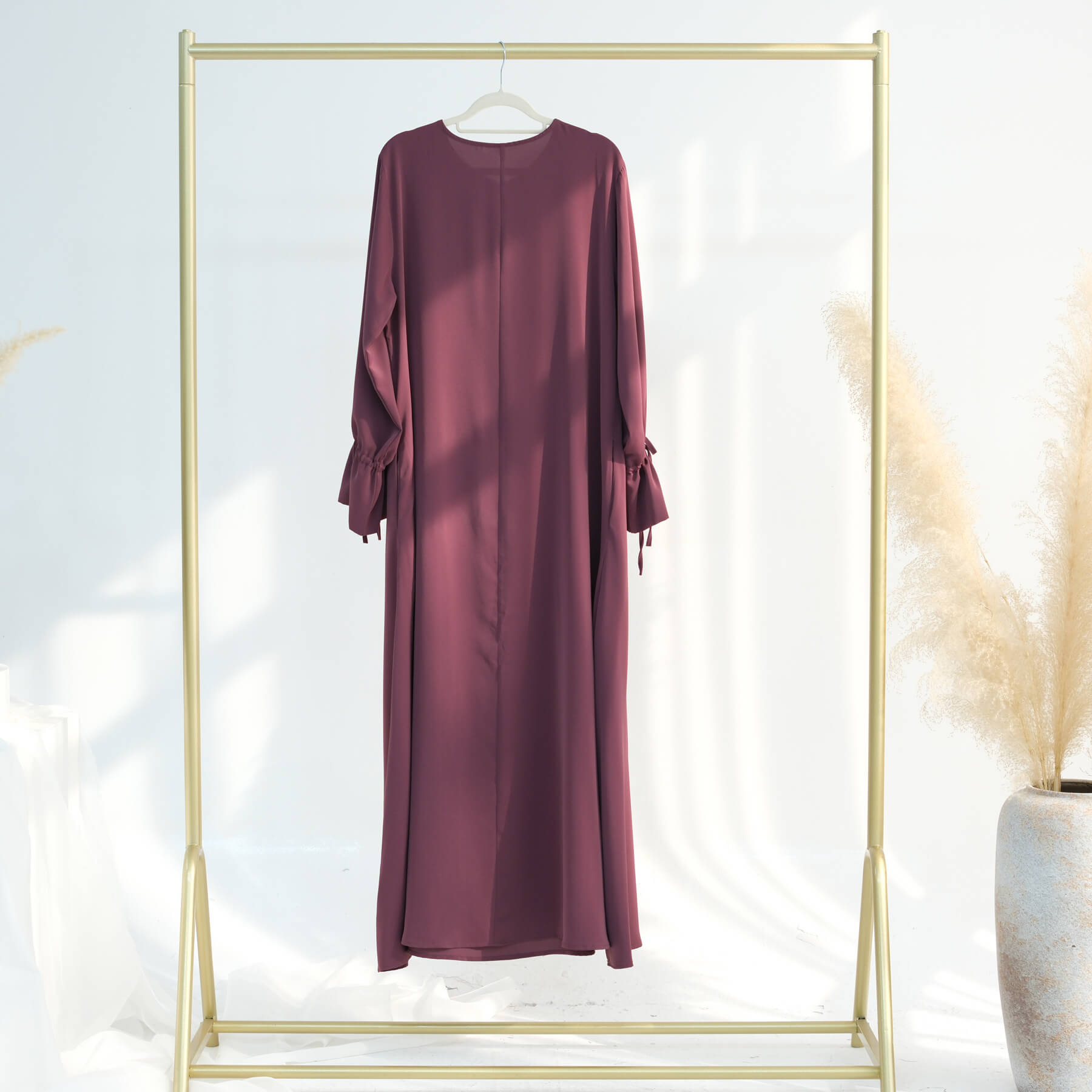 Solid Nida Ruffle Sleeve Zippper Abaya - Aurohaya