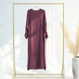 Solid Nida Ruffle Sleeve Zippper Abaya - Aurohaya