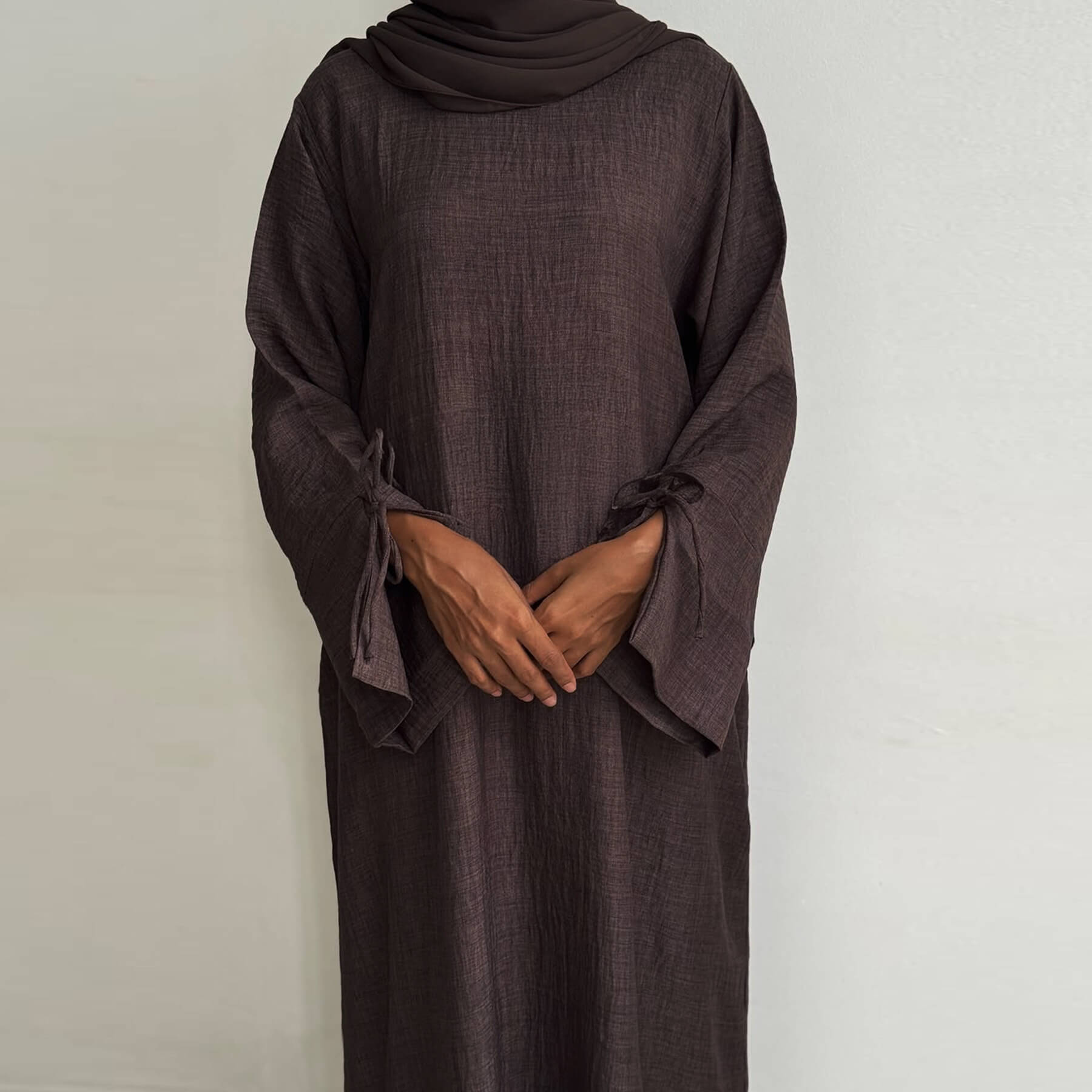 Solid Twill Wrinkle Abaya - Aurohaya