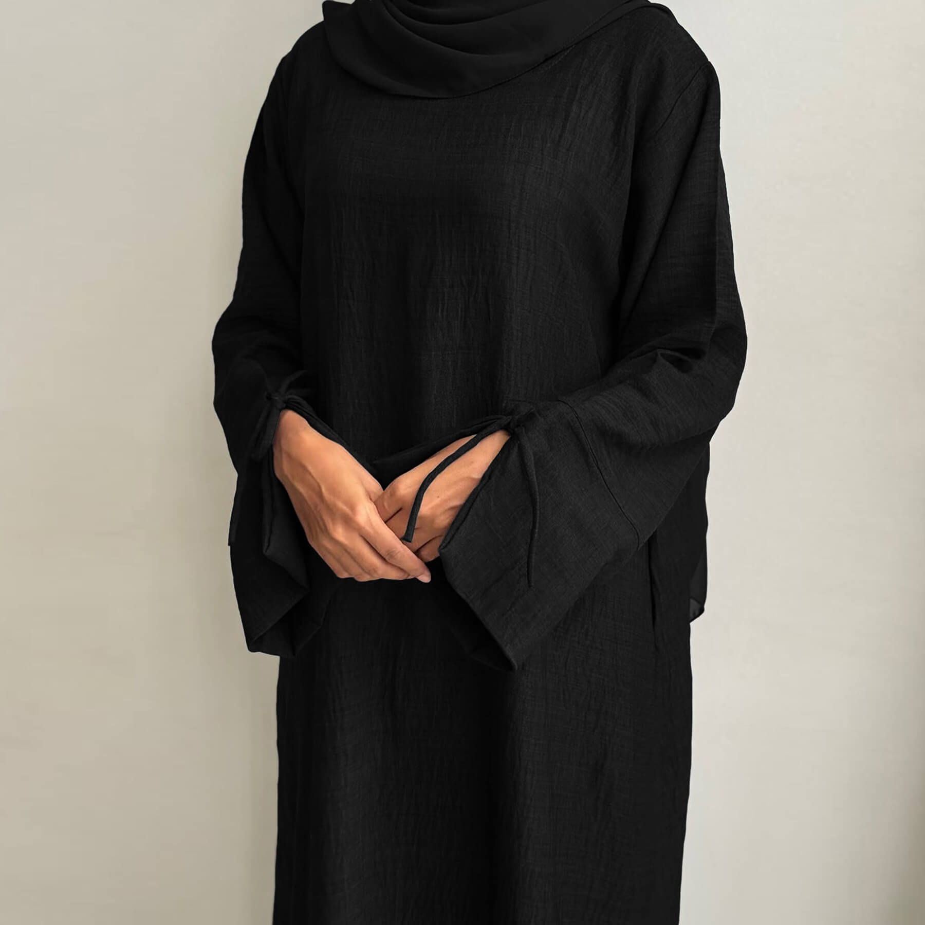 Solid Twill Wrinkle Abaya - Aurohaya