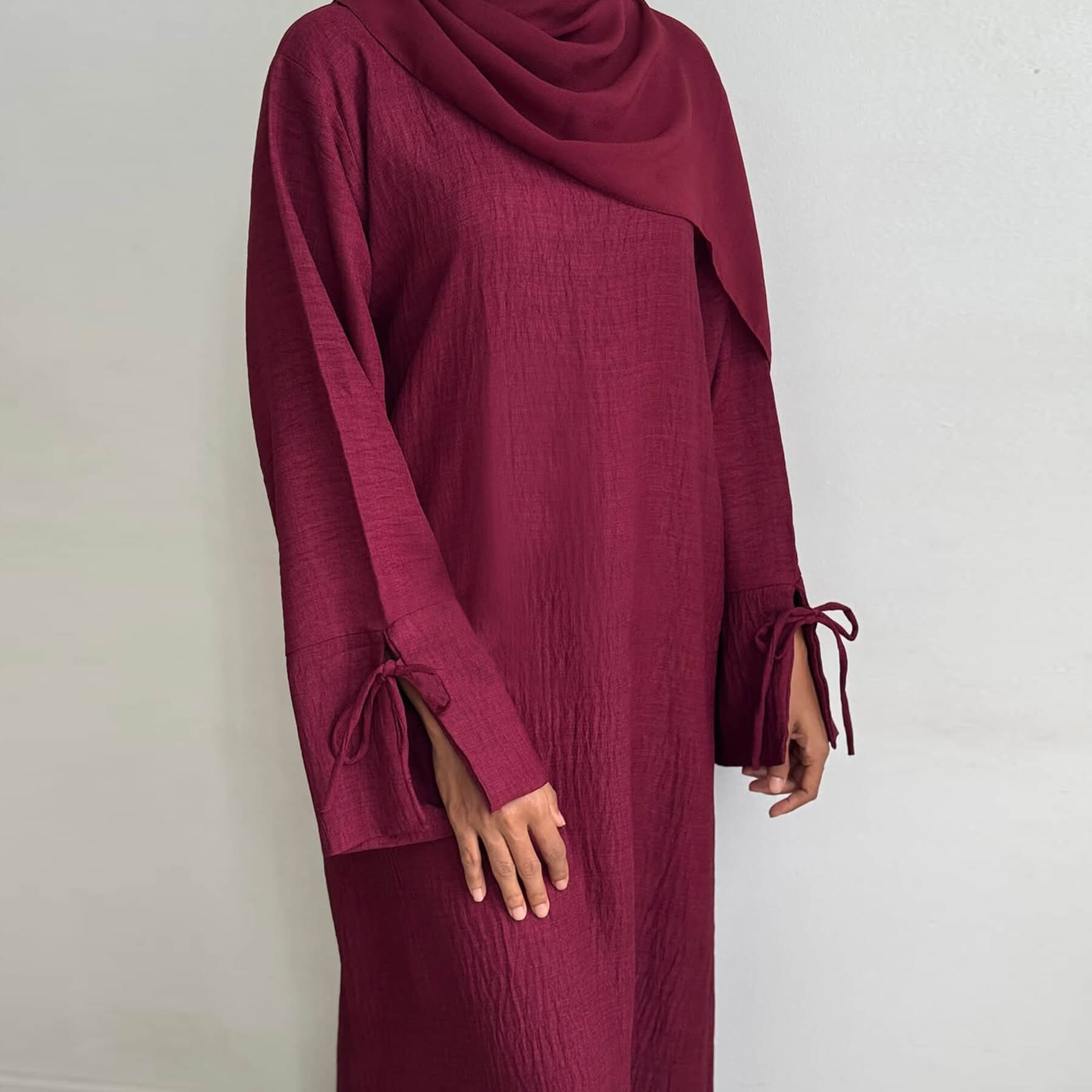 Solid Twill Wrinkle Abaya - Aurohaya