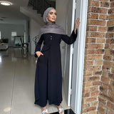 Ice Silk Crinkle Buttons Abaya 2-Piece Set