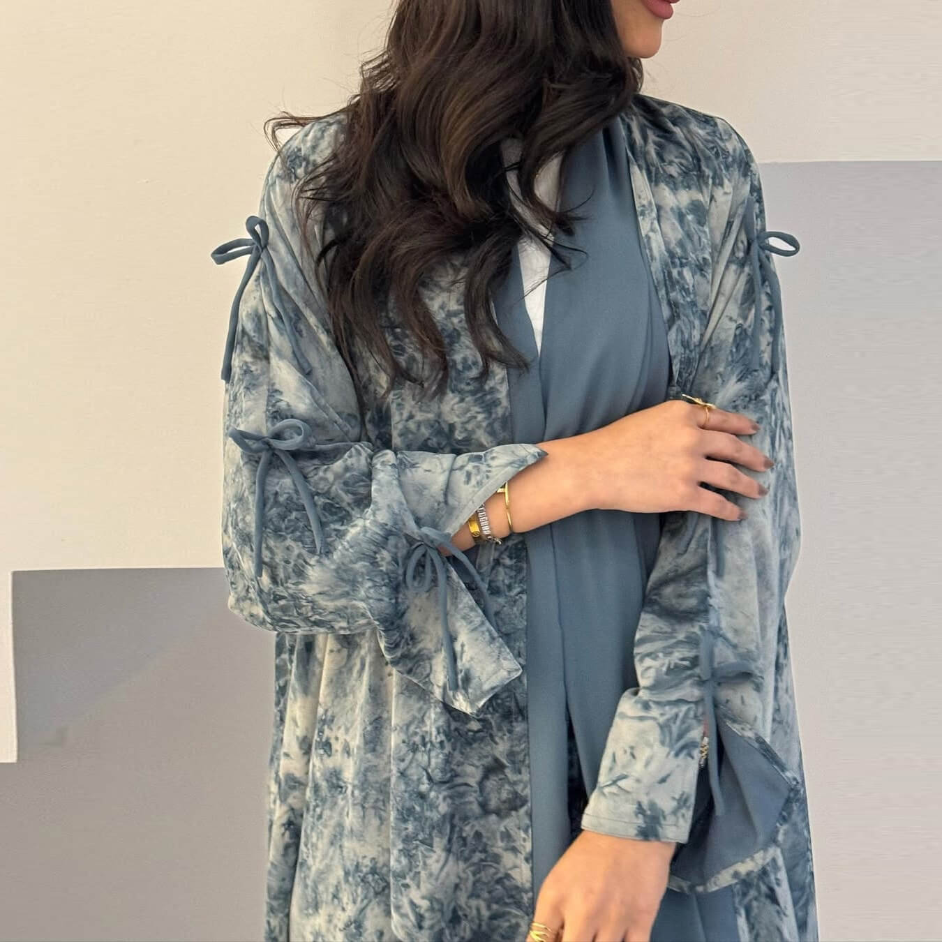 Luxe Chiffon Printed Abaya With Hijab 2-Piece Set