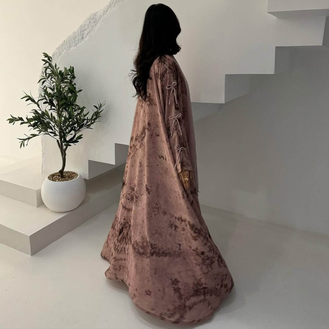 Luxe Chiffon Printed Abaya With Hijab 2-Piece Set