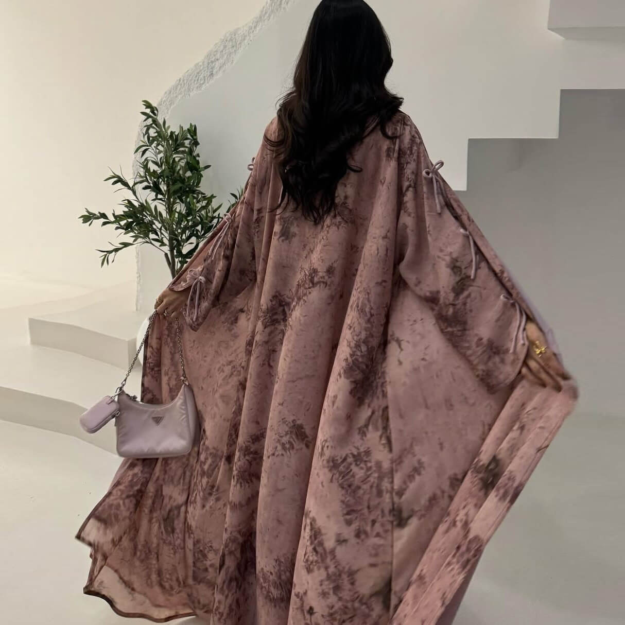 Luxe Chiffon Printed Abaya With Hijab 2-Piece Set
