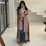 Luxe Chiffon Printed Abaya With Hijab 2-Piece Set