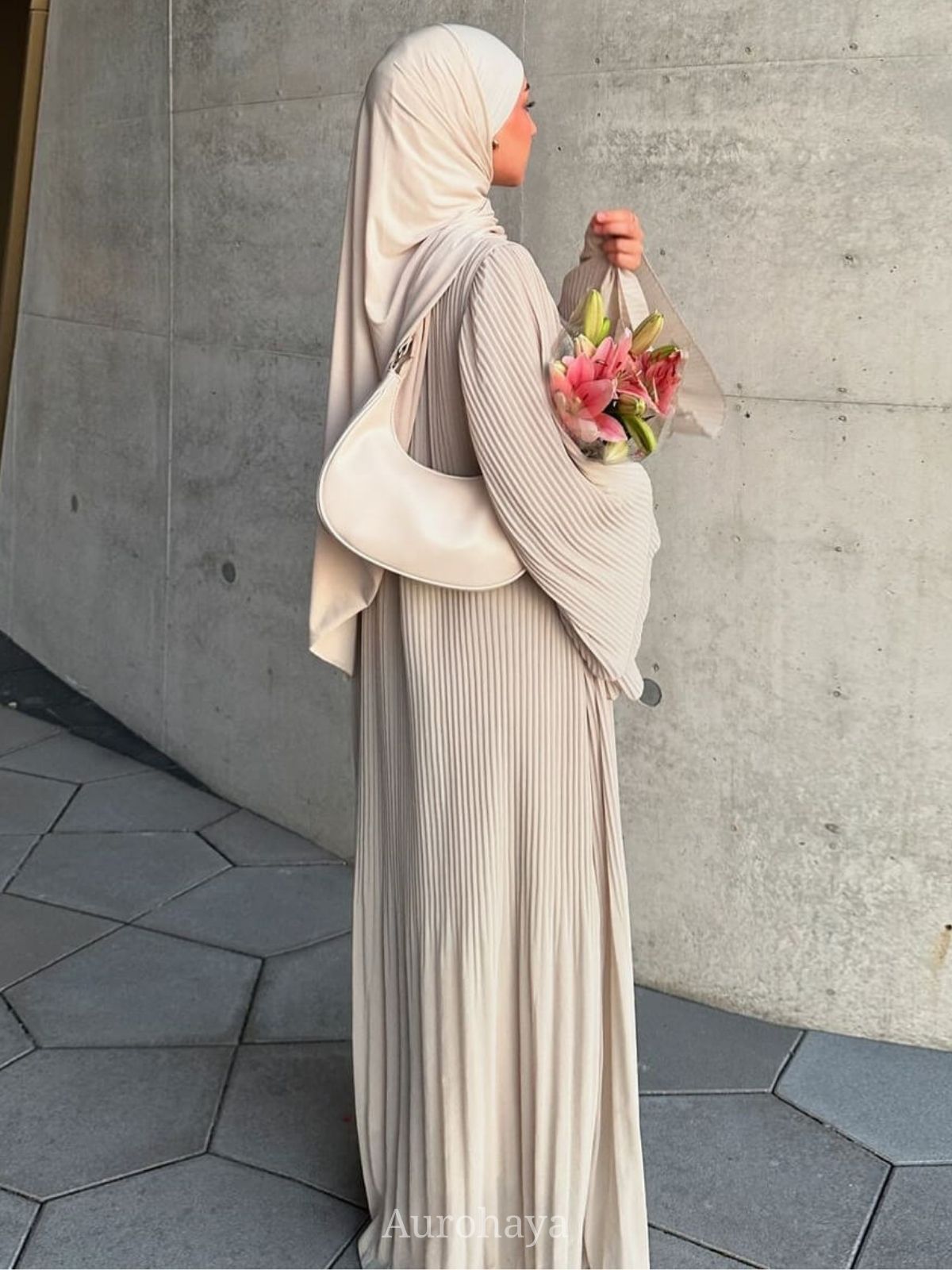 Solid Full Pleated Chiffon Abaya