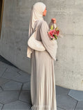 Solid Full Pleated Chiffon Abaya