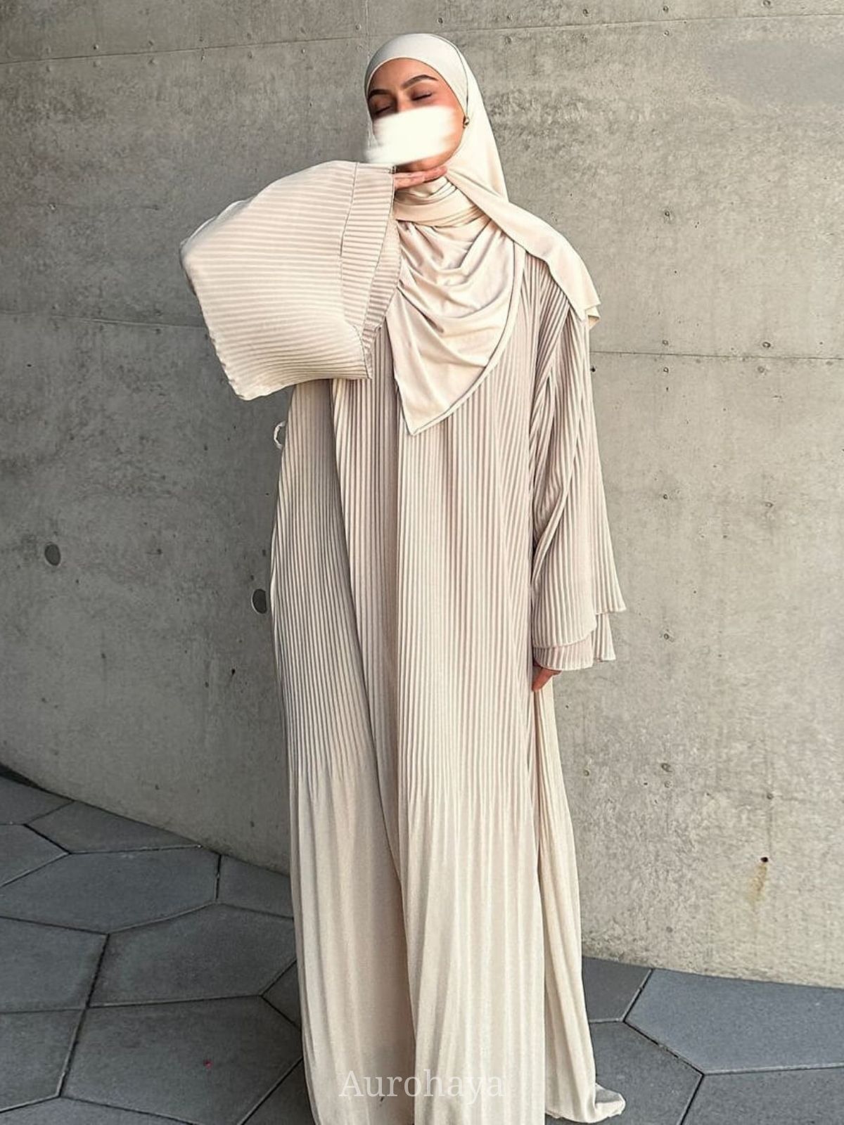 Solid Full Pleated Chiffon Abaya