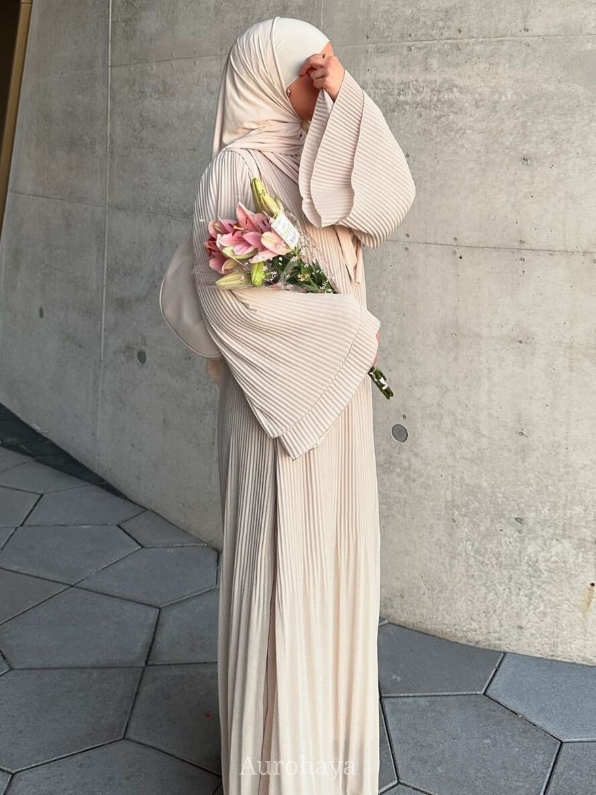 Solid Full Pleated Chiffon Abaya