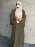 Solid Full Pleated Chiffon Abaya