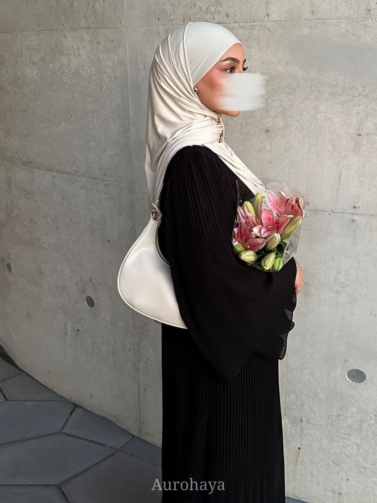 Solid Full Pleated Chiffon Abaya