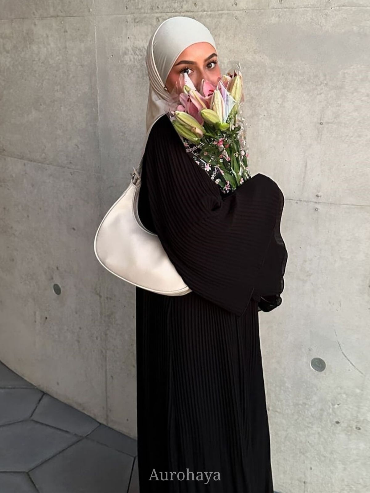 Solid Full Pleated Chiffon Abaya