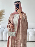 Foil Metallic Open Abaya Cardigan
