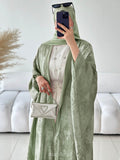 Foil Metallic Open Abaya Cardigan
